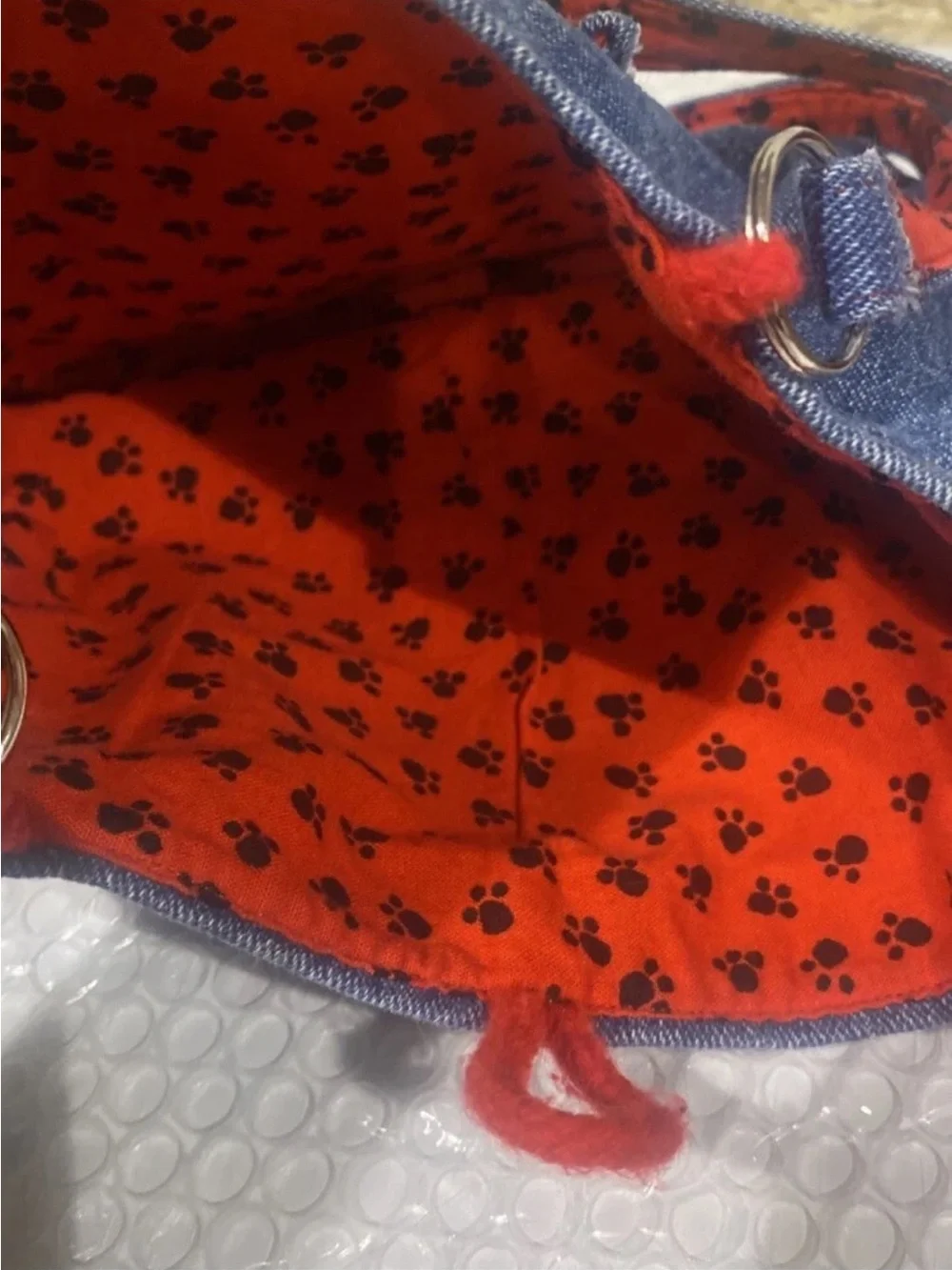Kids Denim Tote Bag with Puppy Appliqué - Blue